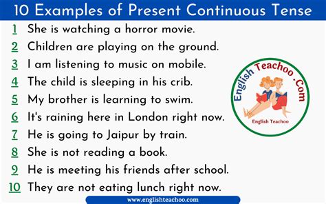 the present continuous tense sentences